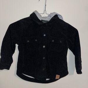 Little Bipsy Black Corduroy Jacket with Gray Hood